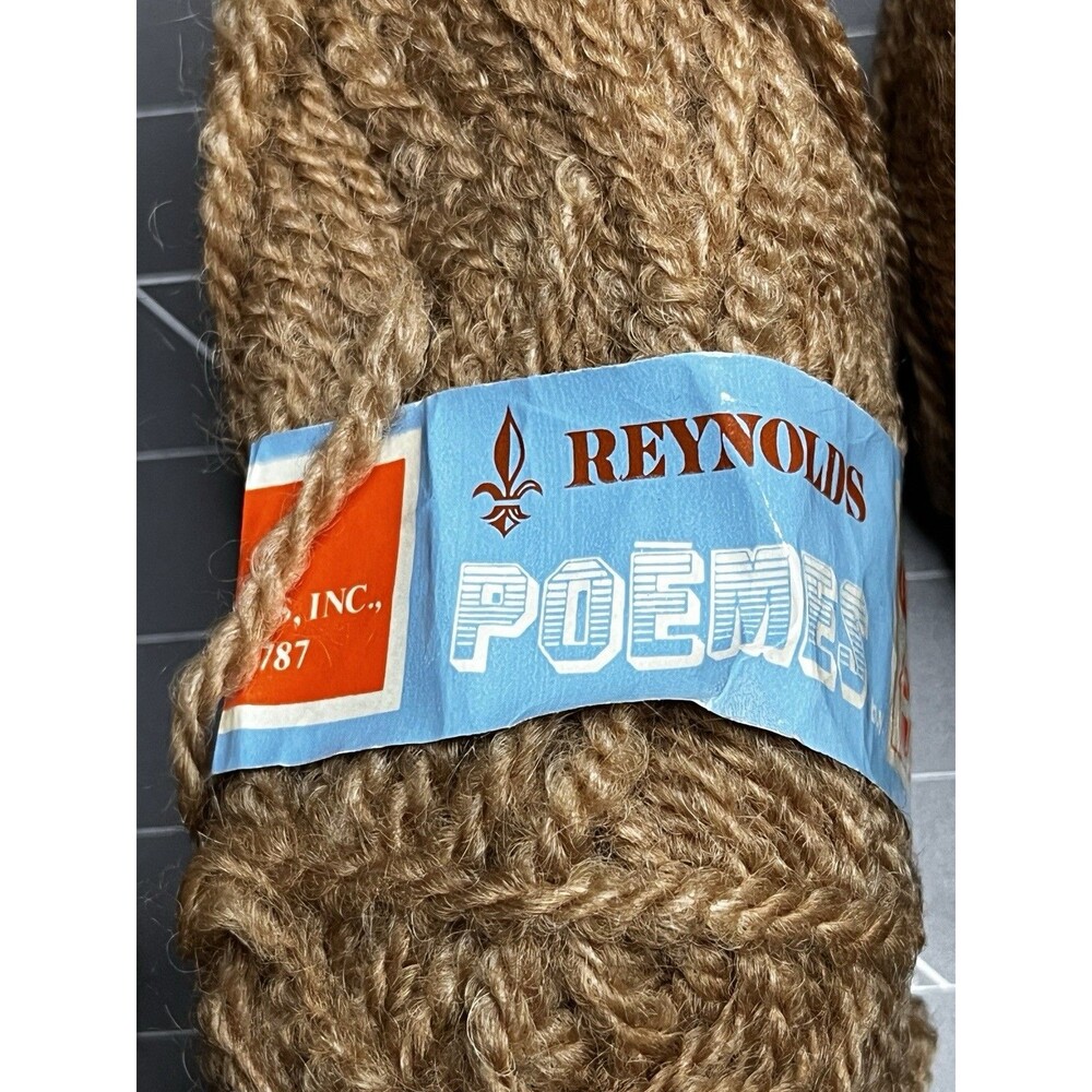 Reynolds Poemes Welcomme Wool Yarn France Brown Tan Lot Of 6 Skein NOS - Picture 8 of 15